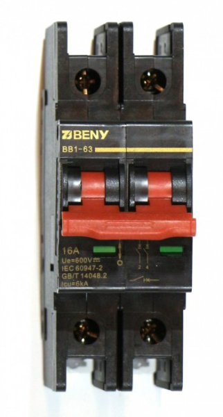 Автоматический выключатель постоянного тока ZJBeny 2П 16А В 600V