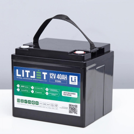 LITJET PRO LiFePO4 аккумулятор тяговый 12V 40Ah 512Wh IP67